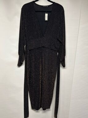 Boohoo Black Metallic Thread Dress